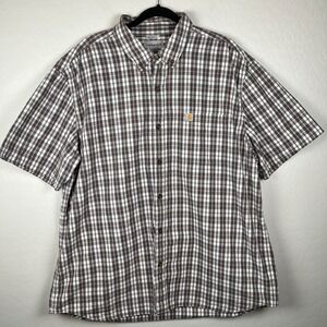 Carhartt Plaid Button Down Shirt‎ Relaxed Fit Short Sleeve Mens 2XL
